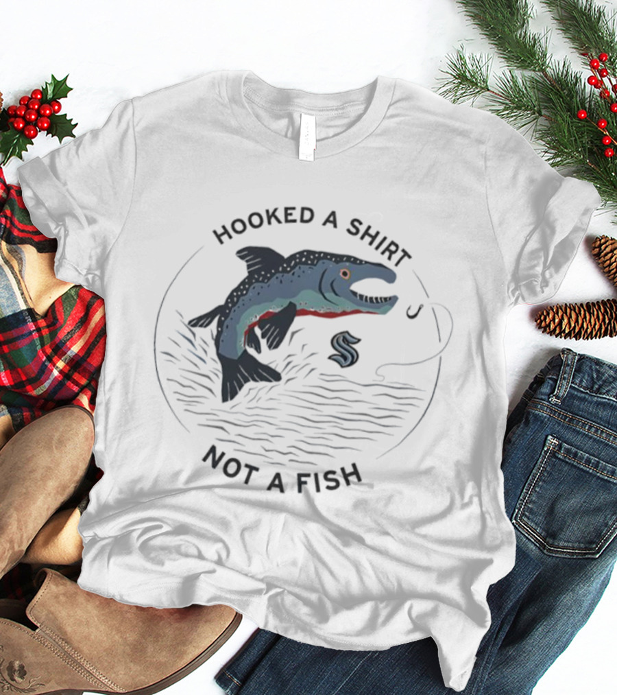 Hooked A Not A Fish Catchy Fishing Hook Design T-Shirt