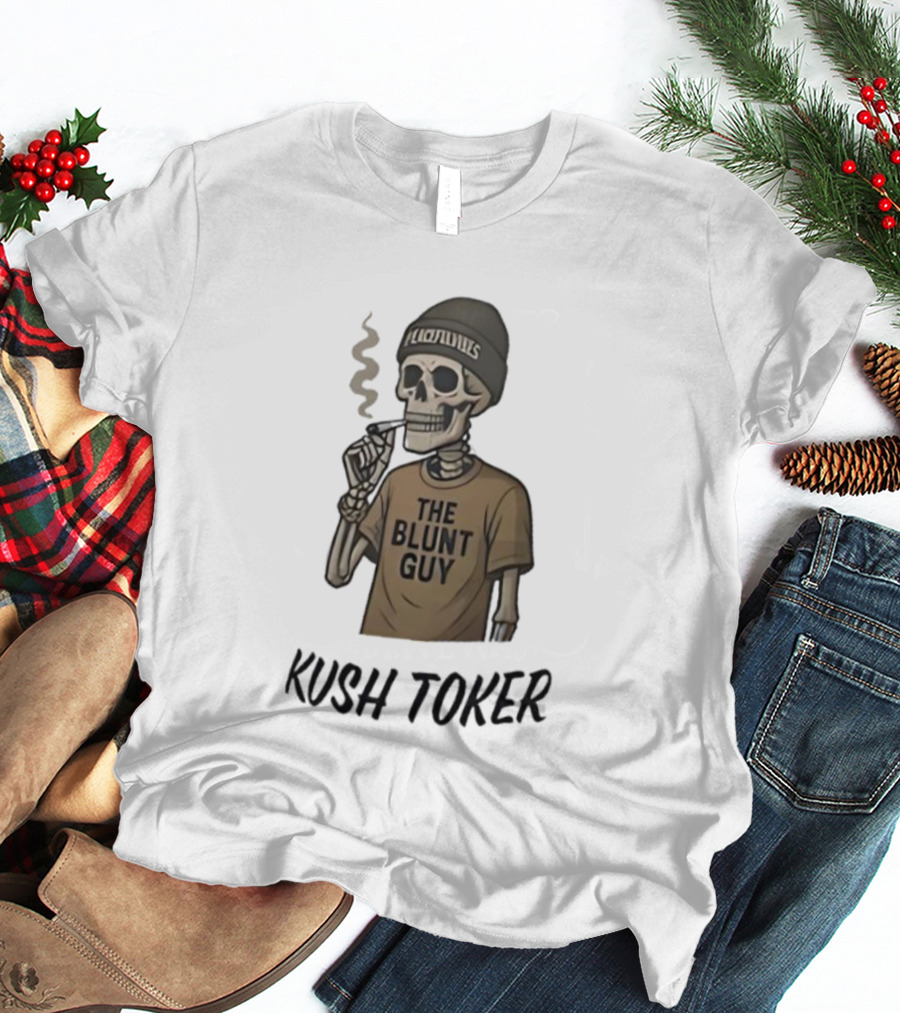 Kush Toker Skeleton Smoking The Blunt Guy T-Shirt