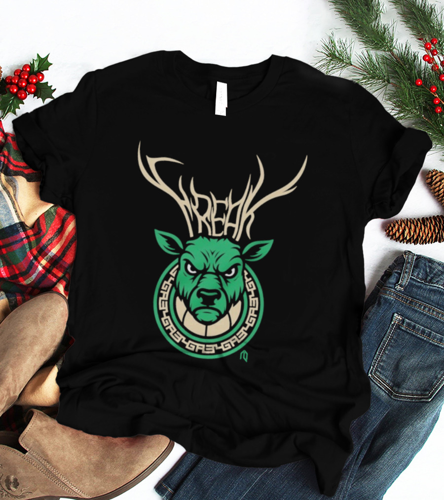 Milwaukee Bucks Deer Freak NBA Mascot Antlers T-Shirt
