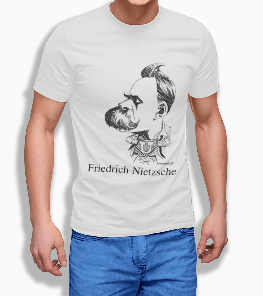 Friedrich Nietzsche Caricature Silhouette Image T-Shirt
