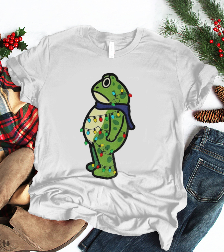 Political Portland Frog Merry Resistmas Christmas Lights Holiday T-Shirt