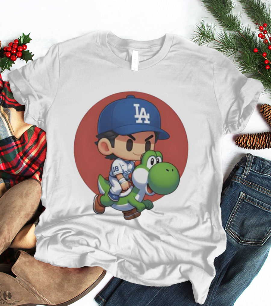 Yoshiiiiiii Natural Top Doyers Dave Yoshinobu LA Baseball Yoshi Riding 18 T-Shirt