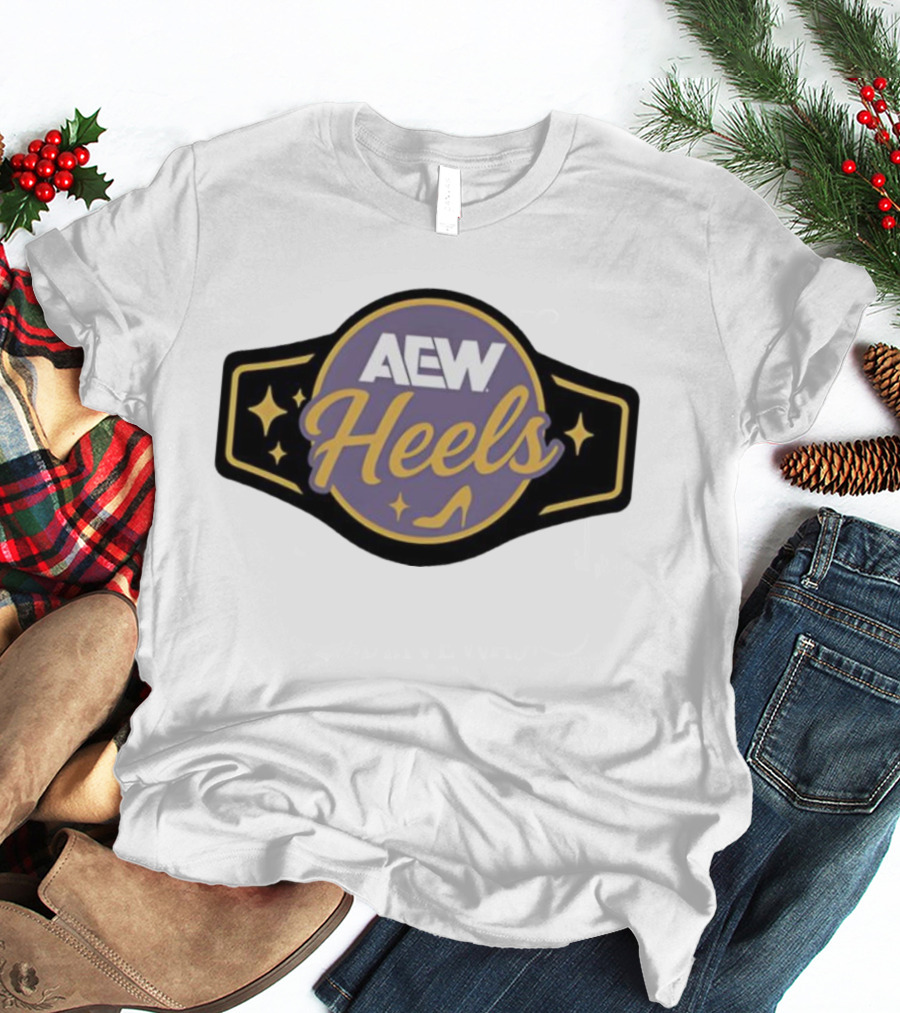 AEW Heels Belt High Heel Stars T-Shirt