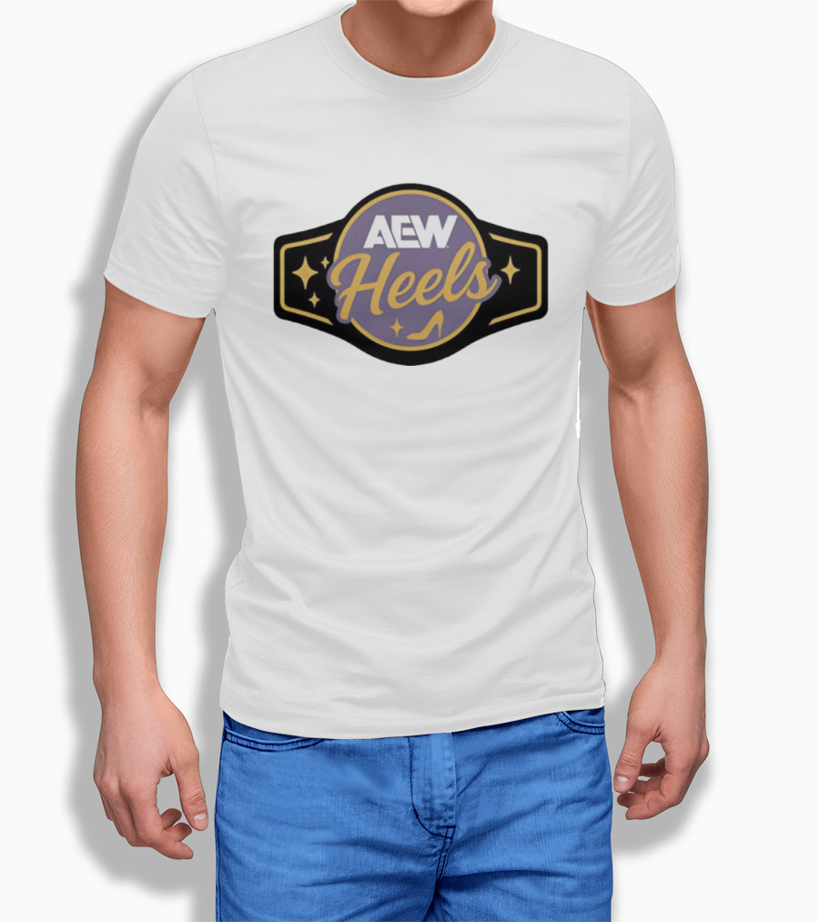 AEW Heels Belt High Heel Stars T-Shirt