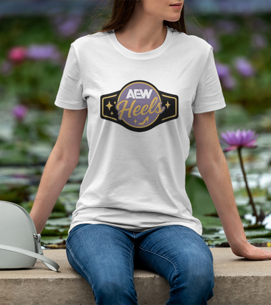 AEW Heels Belt High Heel Stars T-Shirt