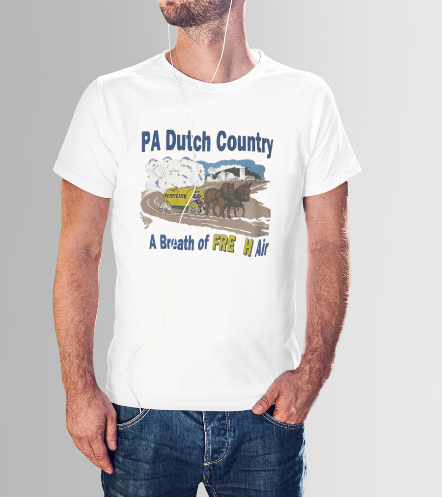 PA Dutch Country A Breath Of Fresh Air Horse-Drawn Fertilizer Vintage Scene T-Shirt