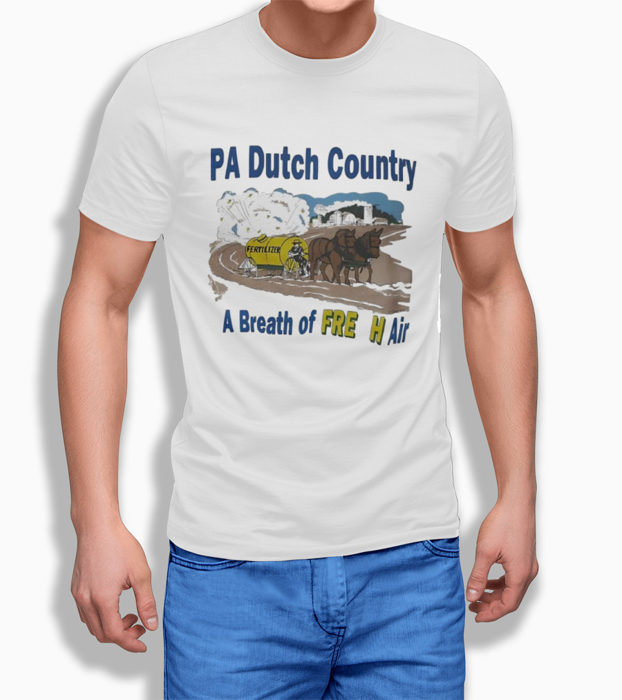 PA Dutch Country A Breath Of Fresh Air Horse-Drawn Fertilizer Vintage Scene T-Shirt