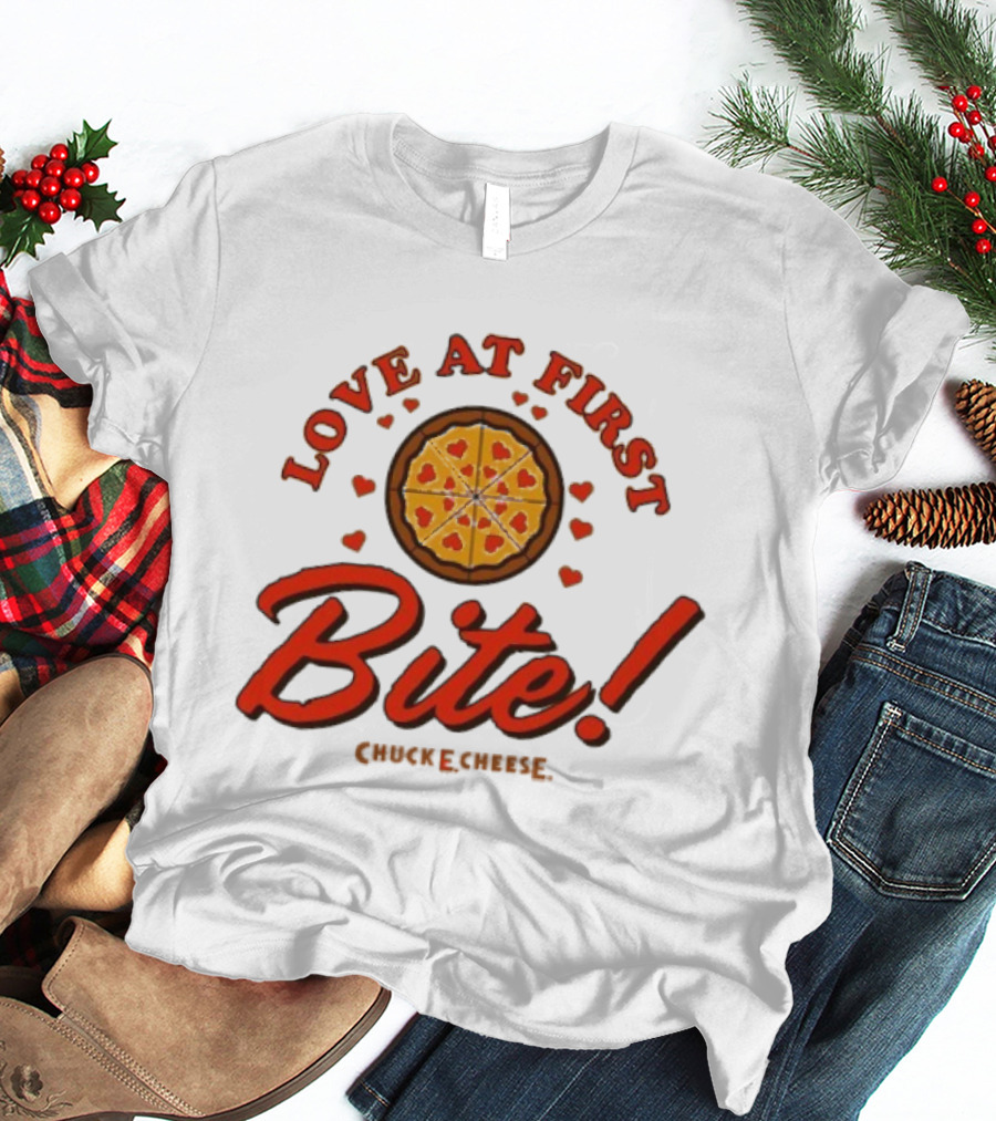 Love At First Bite Chuck E Cheese Pizza Hearts T-Shirt