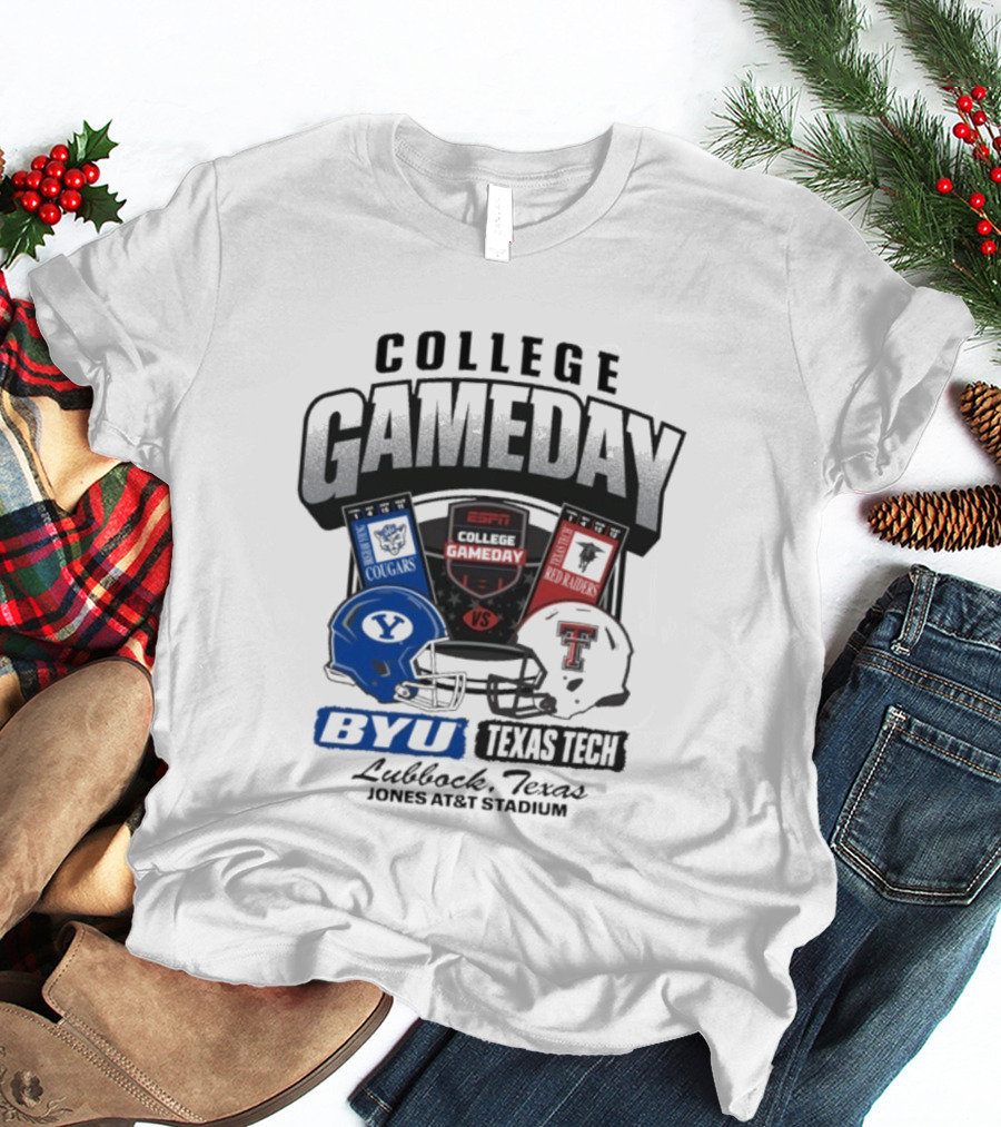 BYU Cougars Vs Texas Tech Red Raiders College Gameday ESPN Jones AT&T Stadium Lubbock Texas T-Shirt