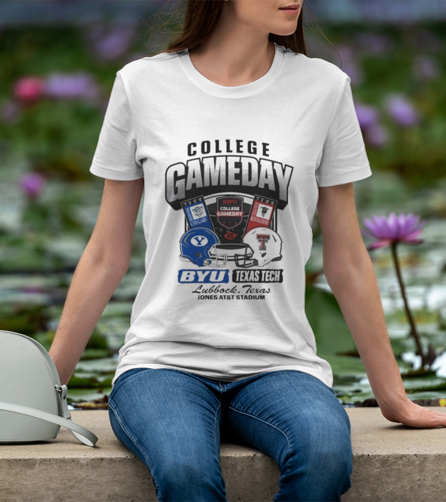 BYU Cougars Vs Texas Tech Red Raiders College Gameday ESPN Jones AT&T Stadium Lubbock Texas T-Shirt