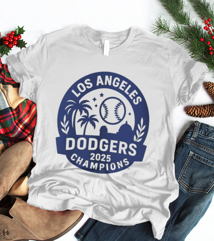 Los Angeles Dodgers 2025 Champions MLB Baseball Palme Stars Vintage Style T-Shirt