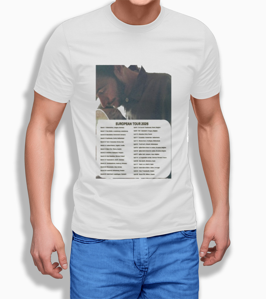 Tom Smith European Tour 2026 Cologne To Athens Concert Dates T-Shirt