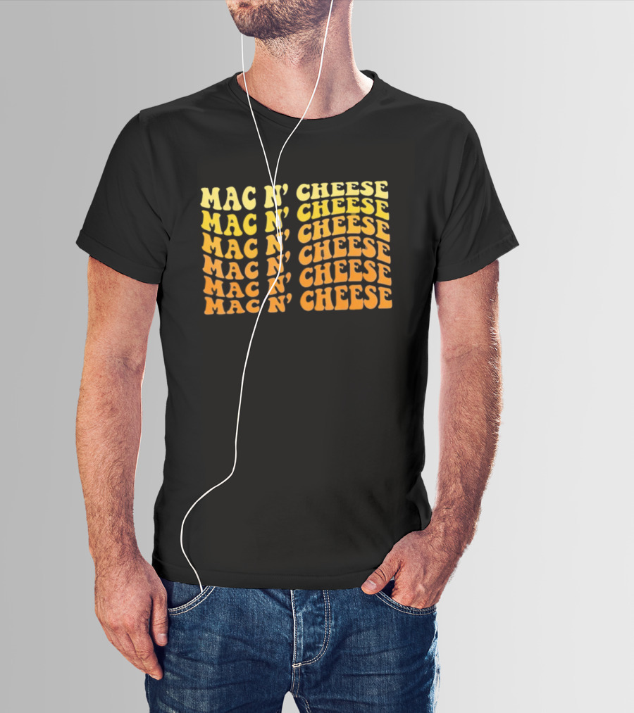 Mac N’ Cheese Repeated Text Pattern Graphic T-Shirt