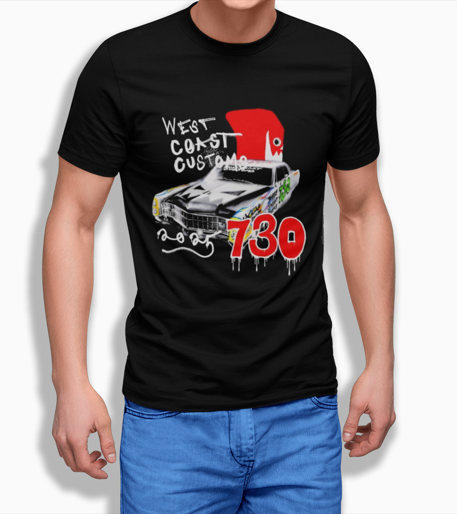 West Coast Customs 2025 Car With Red Shark Fin 730 T-Shirt