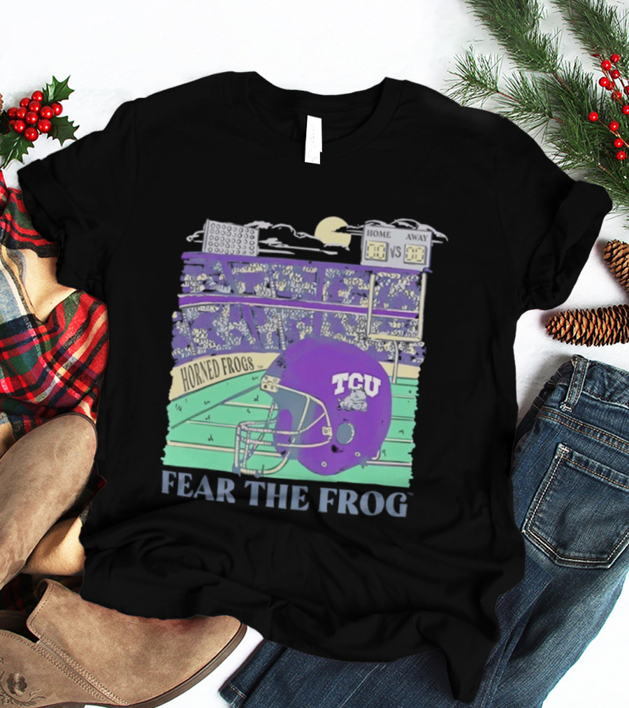 TCU Horned Frogs Football Fear The Frog Helmet Stadium Scene T-Shirt