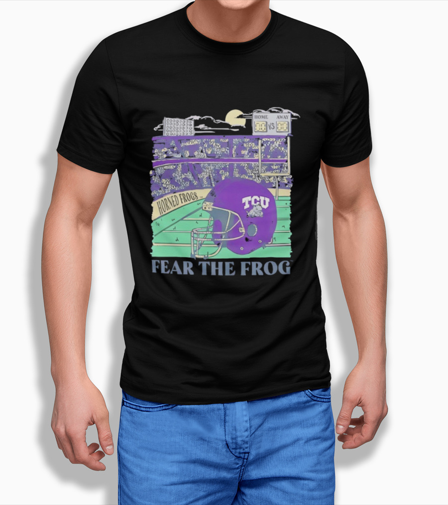 TCU Horned Frogs Football Fear The Frog Helmet Stadium Scene T-Shirt