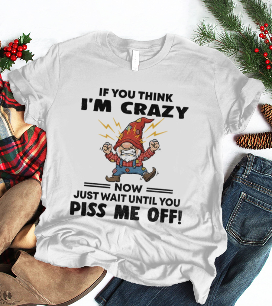 If You Think I'm Crazy Now Just Wait Until You Piss Me Off Grumpy Gnome Lightning Hat T-Shirt