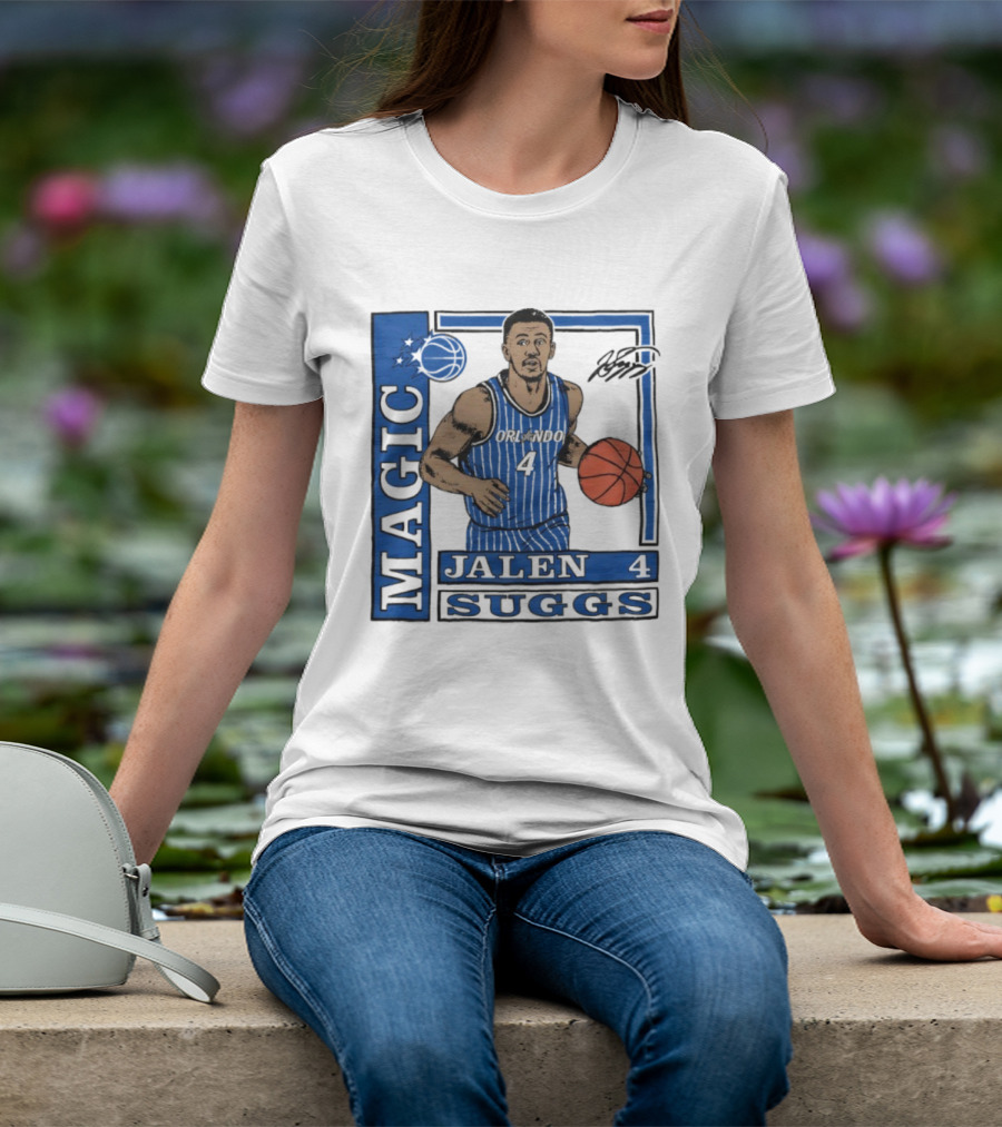 Orlando Magic Jalen Suggs Signature Wax Pack Basketball Player Number 4 T-Shirt