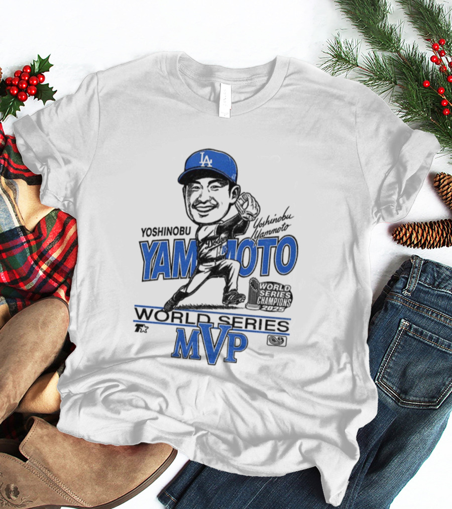 Yoshinobu Yamamoto Los Angeles Dodgers World Series MVP 2025 Baseball Caricature T-Shirt