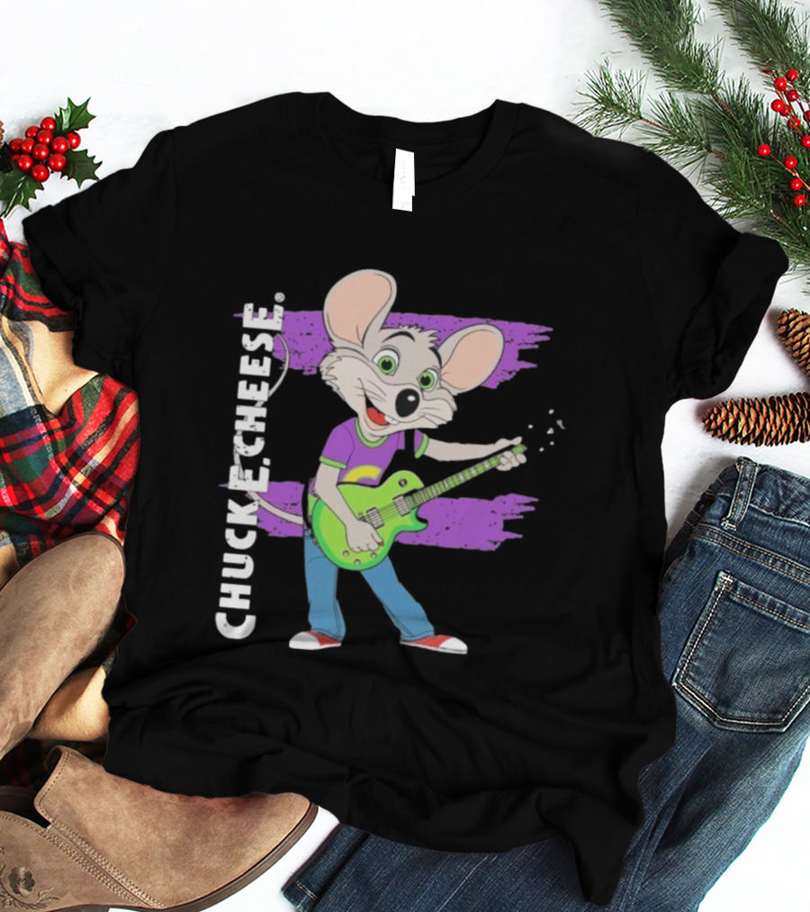 Chuck E Cheese Rockin' Mouse Playing Electric Guitar T-Shirt