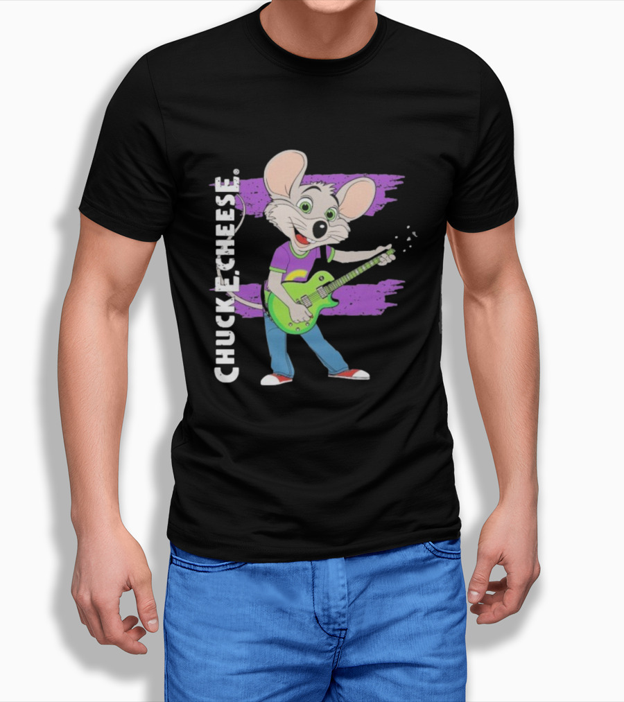 Chuck E Cheese Rockin' Mouse Playing Electric Guitar T-Shirt