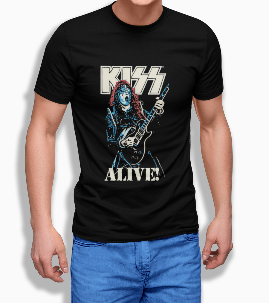 KISS Alive Spaceman Guitarist Retro Style T-Shirt