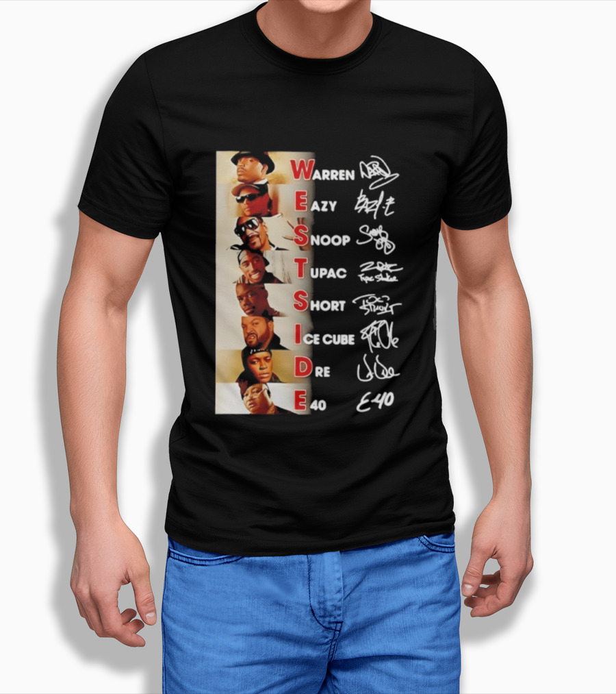 Westside Warren Eazy Snoop Tupac Short Ice Cube Dre E-40 Classic Signature T-Shirt