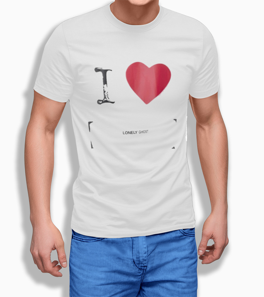 I Love Lonely Ghost Heart Stamp T-Shirt