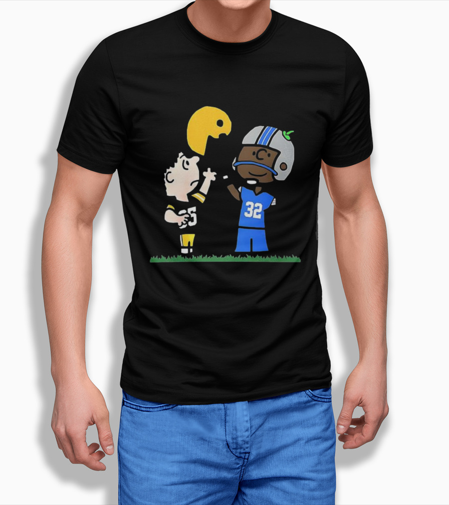 Green Bay Packers Vs Detroit Lions Peanuts Cartoon Lucy Charlie Brown Football T-Shirt