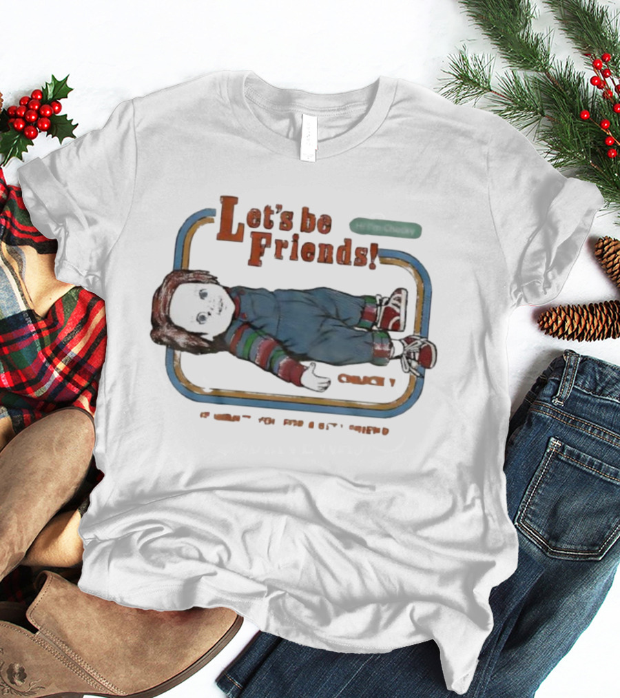 Let’s Be Friends Chucky Retro Style Horror Movie Character T-Shirt
