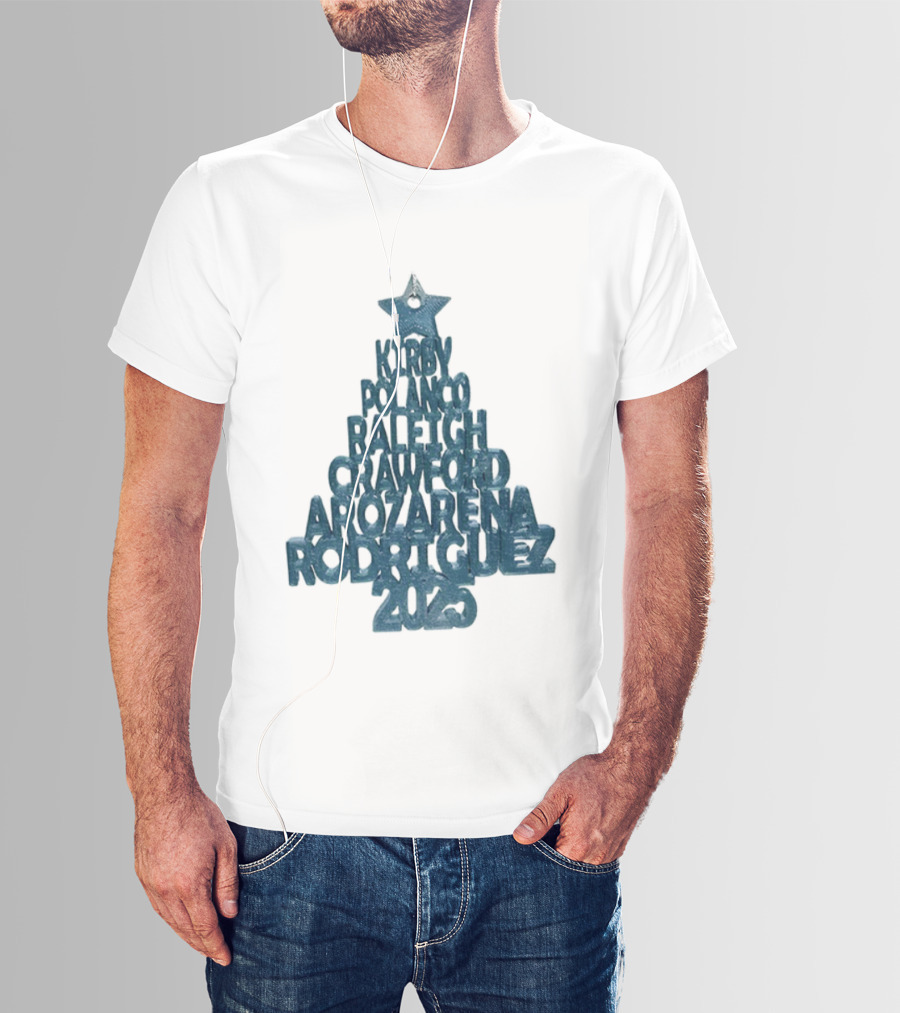 2025 Seattle Mariners Kelenic Pollock Raleigh Crawford Arozarena Rodriguez Christmas Tree T-Shirt