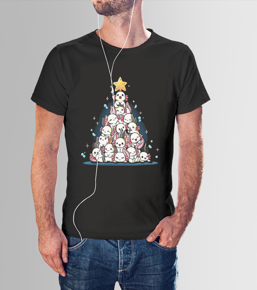 Axolotl Pyramid Shaped Christmas Tree Star Topper T-Shirt