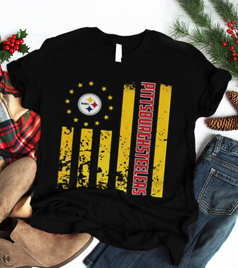 Pittsburgh Steelers American Flag NFL Steelmark Stars Stripes T-Shirt