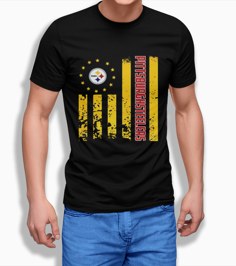 Pittsburgh Steelers American Flag NFL Steelmark Stars Stripes T-Shirt