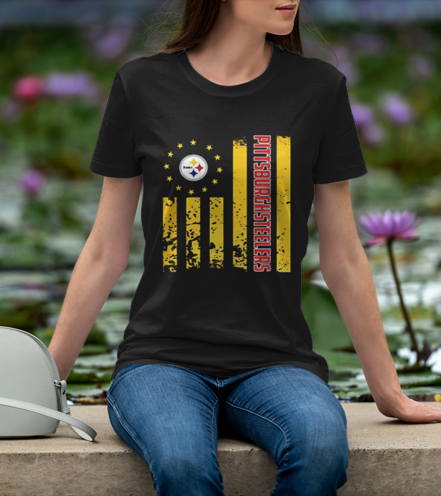 Pittsburgh Steelers American Flag NFL Steelmark Stars Stripes T-Shirt