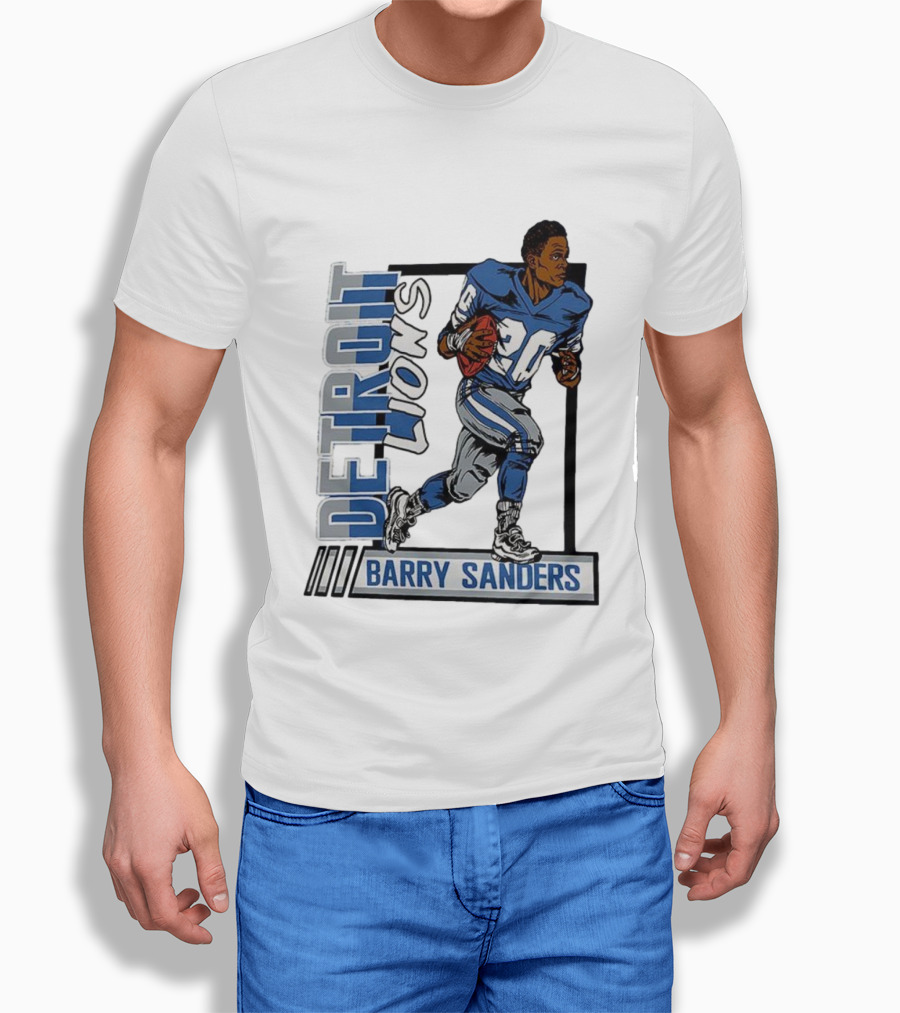 Barry Sanders Detroit Lions 20 Football Caricature T-Shirt