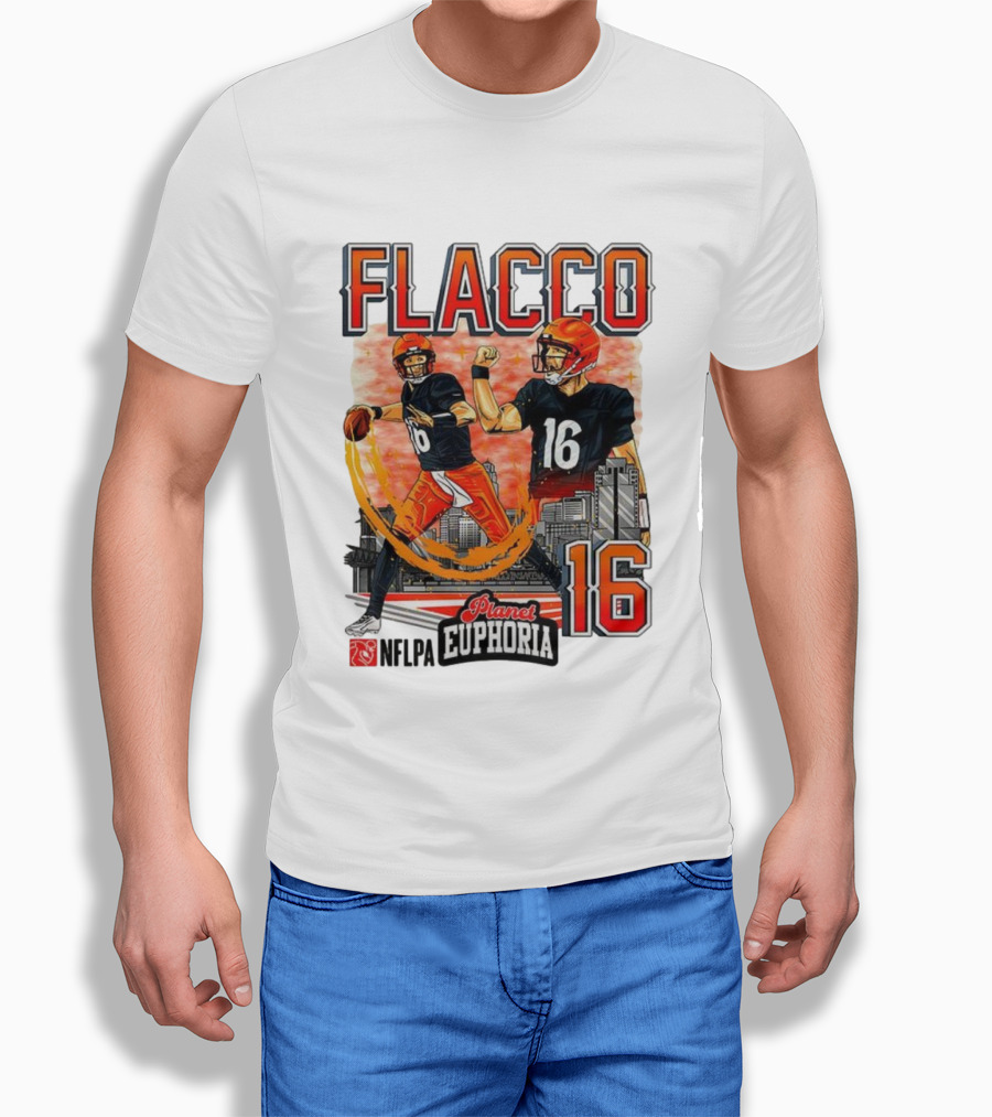 Joe Flacco Cincinnati Bengals Number 16 Planet Euphoria Skyline NFLPA T-Shirt