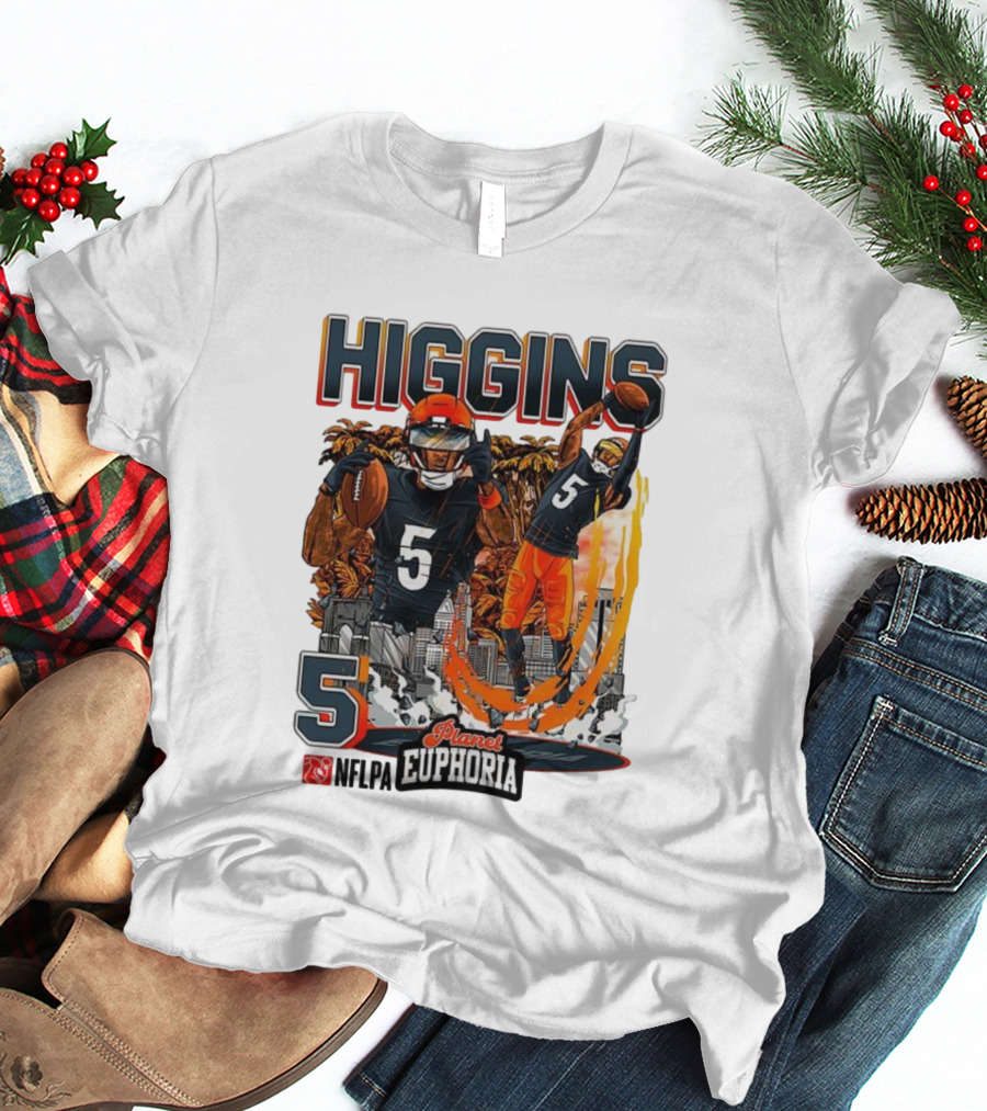 Higgins Cincinnati Number 5 Planet Euphoria Skyline Football T-Shirt