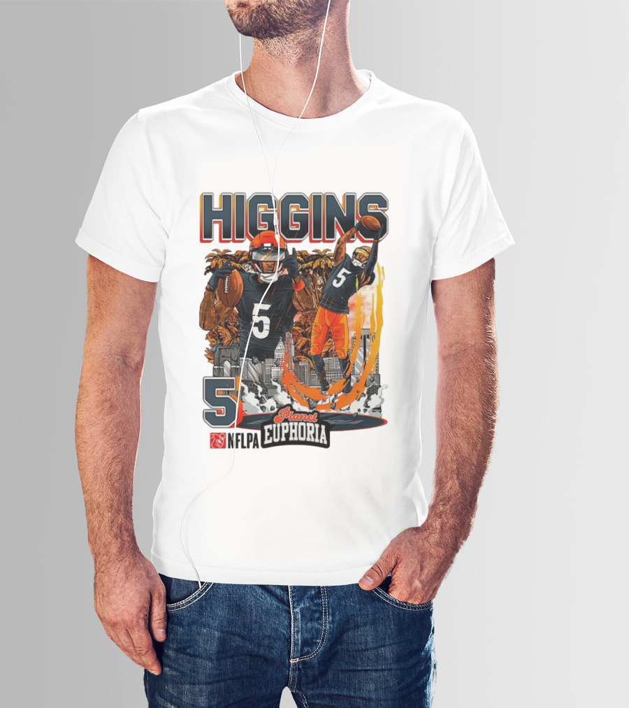 Higgins Cincinnati Number 5 Planet Euphoria Skyline Football T-Shirt