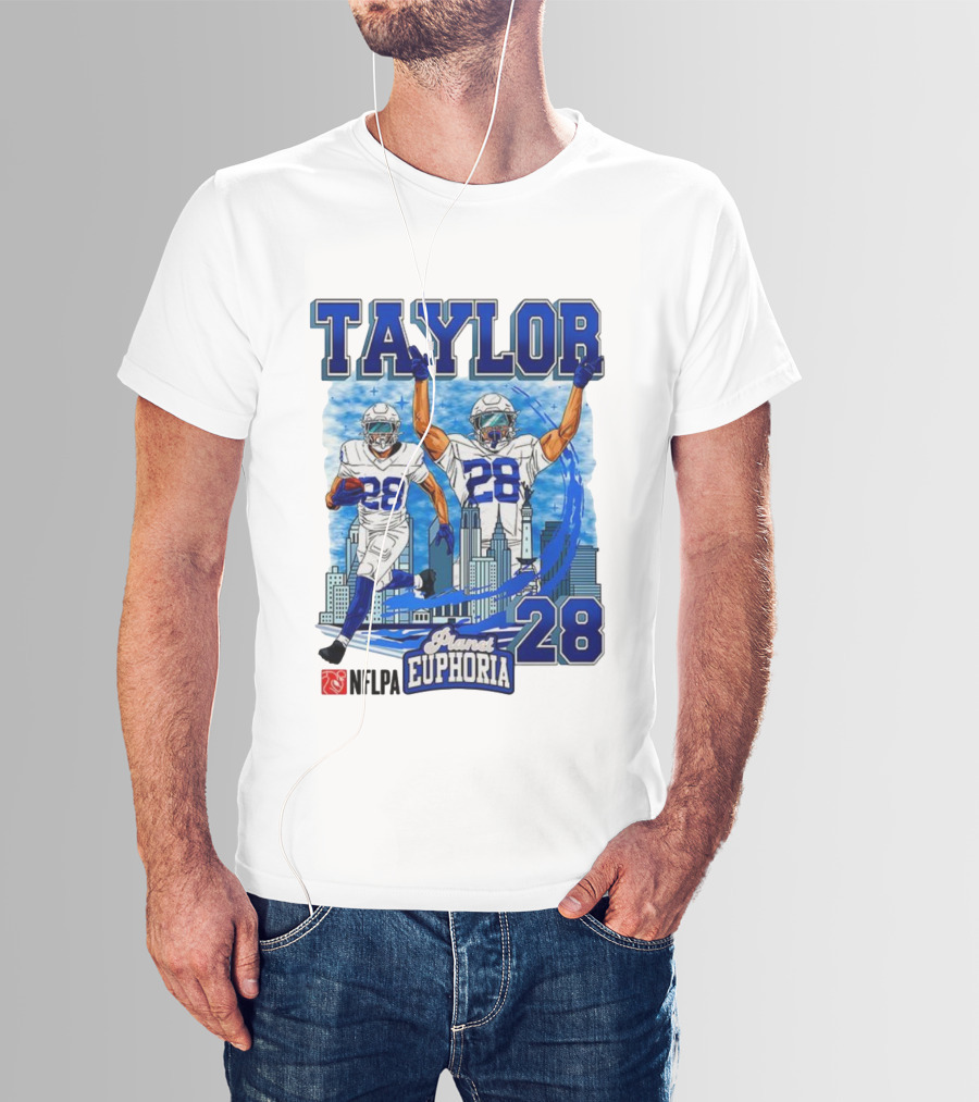 Taylor Indianapolis Planet Euphoria NFLPA Number 28 Skyline T-Shirt
