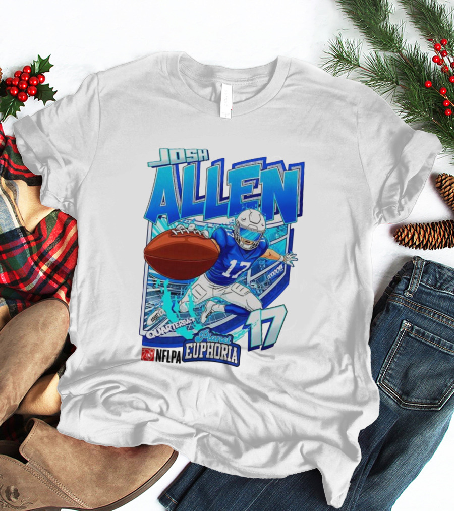 Josh Allen NFLPA Planet Euphoria Quarterback 17 Football Cartoon Gooooo T-Shirt