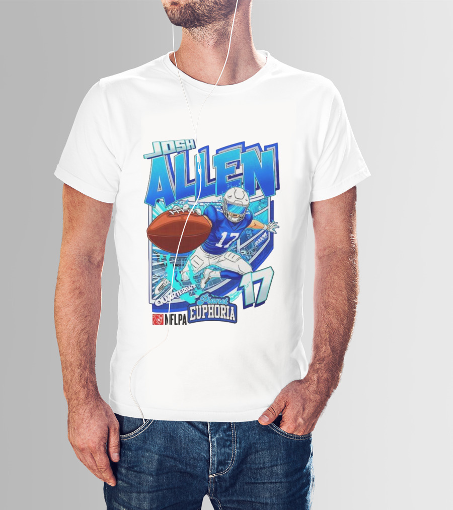 Josh Allen NFLPA Planet Euphoria Quarterback 17 Football Cartoon Gooooo T-Shirt
