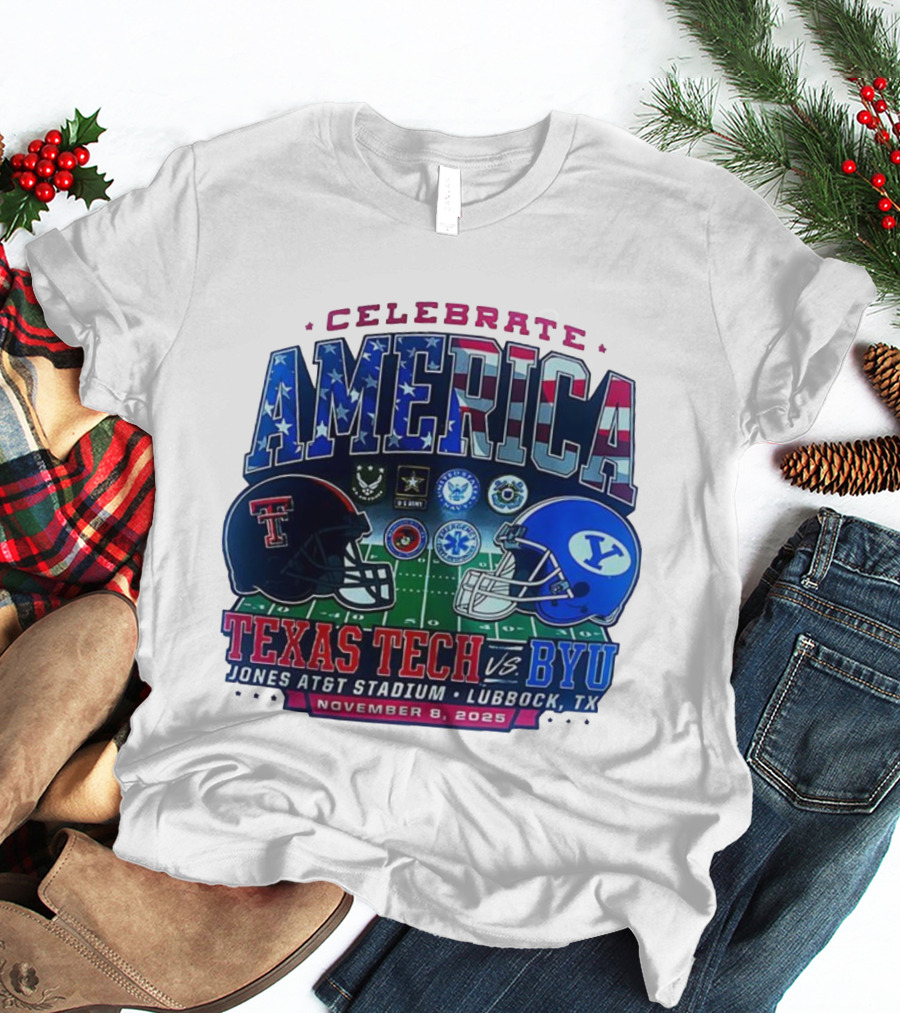 Texas Tech Vs BYU Celebrate America November 8 2025 Jones AT&T Stadium Lubbock T-Shirt