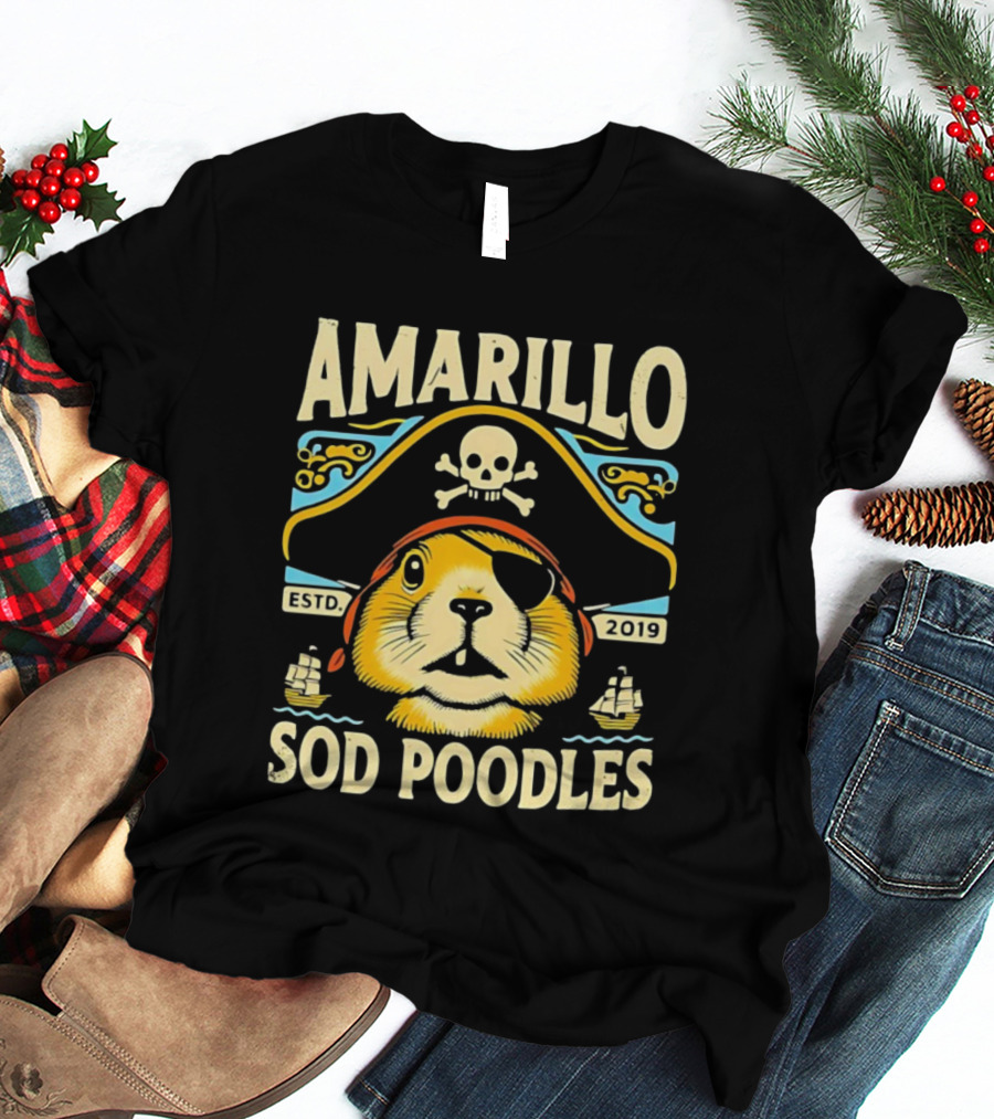 Amarillo Sod Poodles Pirate Prairie Dog Estd 2019 T-Shirt