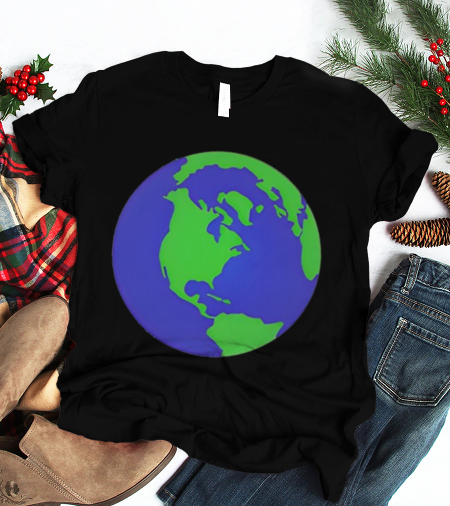 The Office Earth Globe Blue Green Map Design T-Shirt