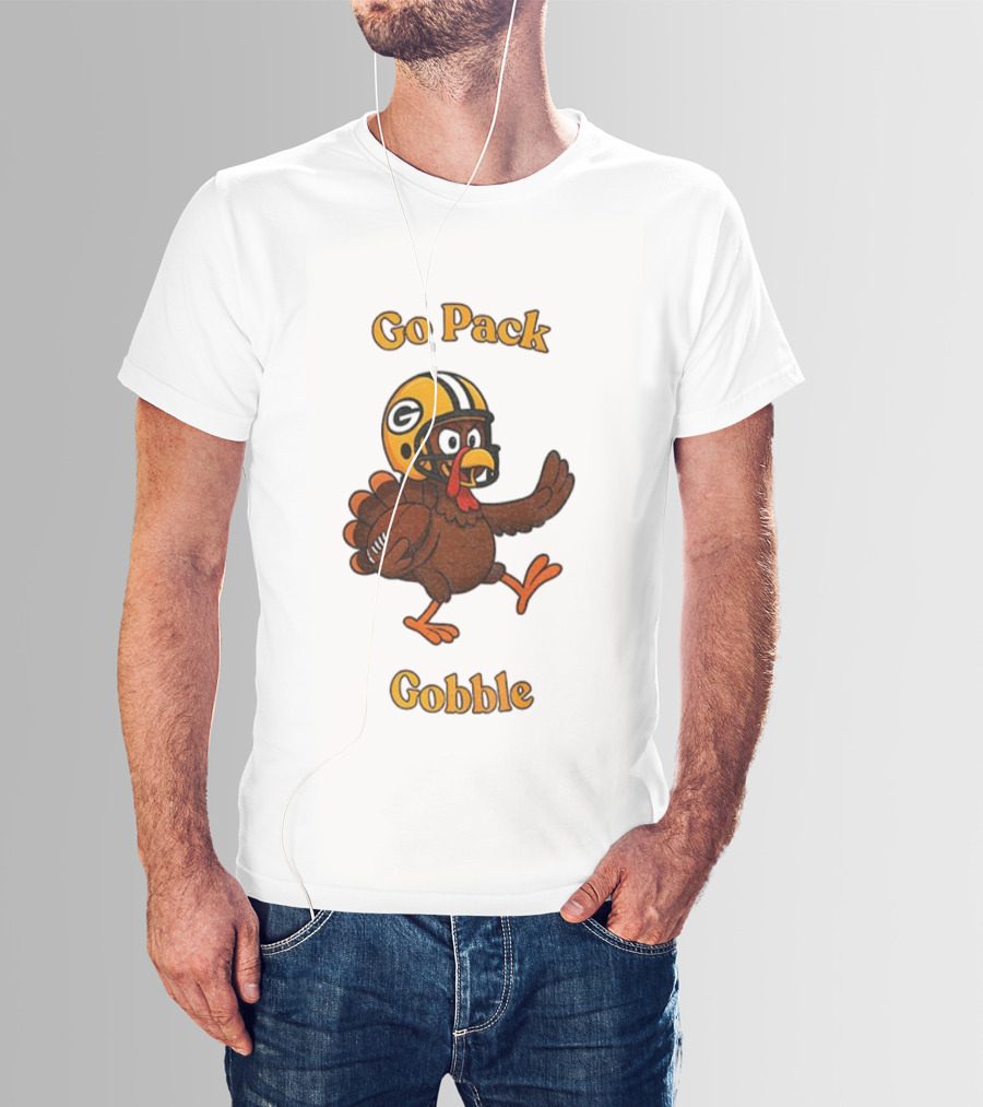 Go Pack Gobble Green Bay Packers Thanksgiving Football Turkey T-Shirt