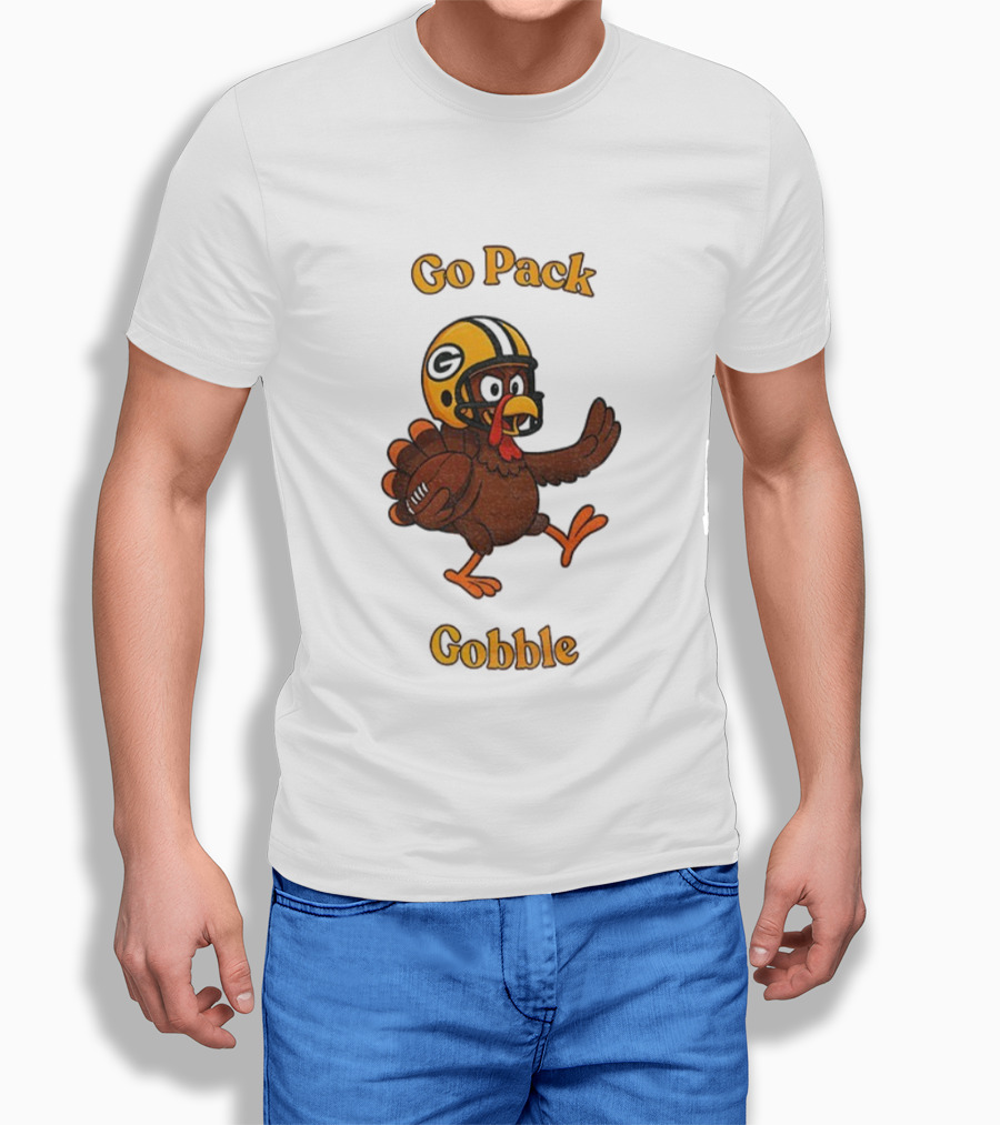 Go Pack Gobble Green Bay Packers Thanksgiving Football Turkey T-Shirt