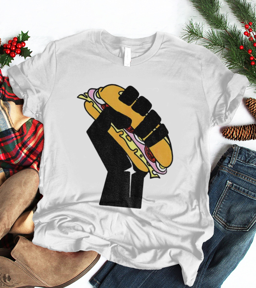 Hoagie Sandwich Guy Black Fist Resist Fascism Anti Trump Iconic Symbol T-Shirt