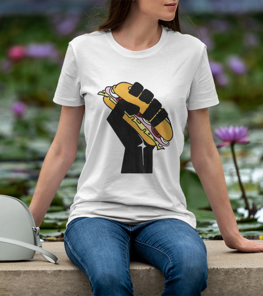 Hoagie Sandwich Guy Black Fist Resist Fascism Anti Trump Iconic Symbol T-Shirt