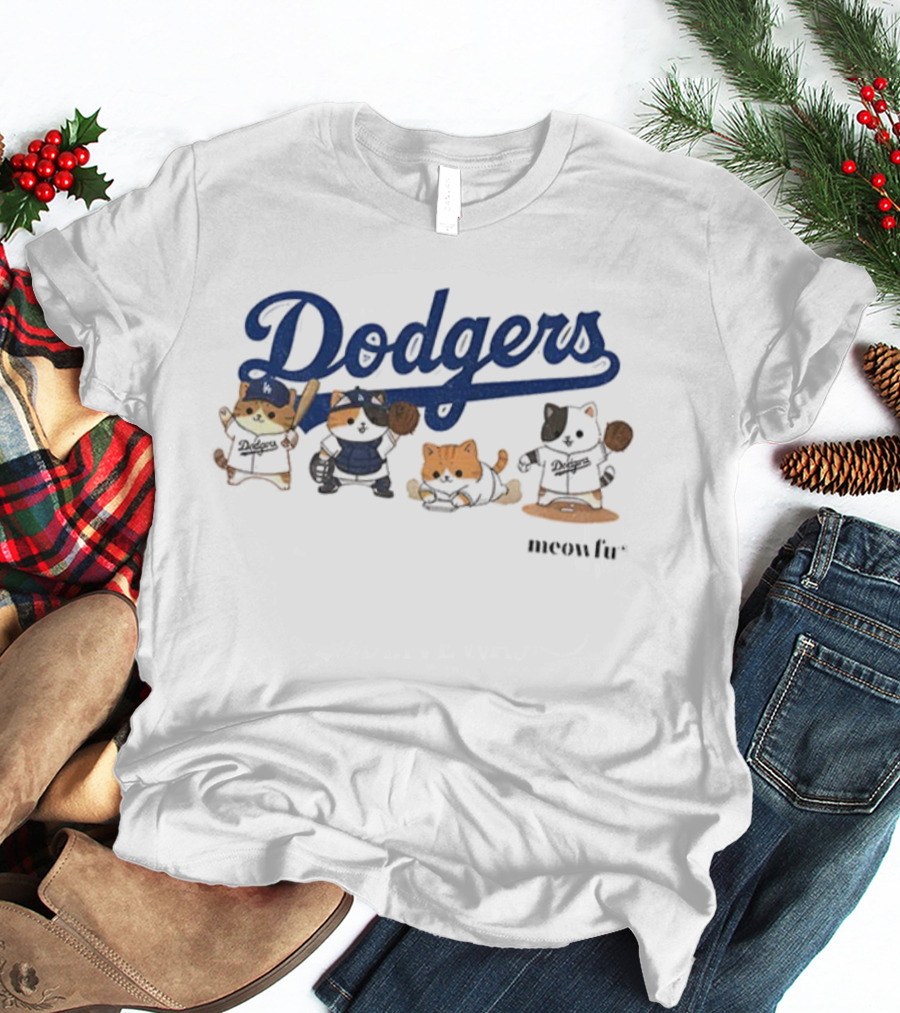 Dodgers Meowfu Dodgers Cats Baseball Team T-Shirt
